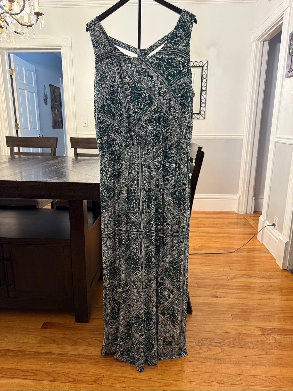 💚 Chic & Comfy! Maurices 24/7 Teal Geometric Tile Maxi Dress